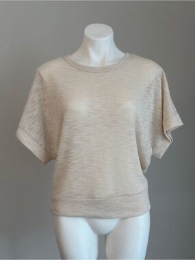 Relaxed Cream Short-Sleeve Knit Top